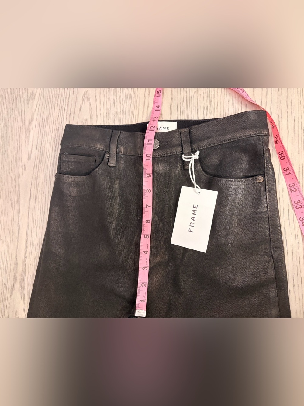 NWT Frame Le Sleek Coated High Rise Straight Jeans in Mood Ring Size 28 - Picture 10 of 12